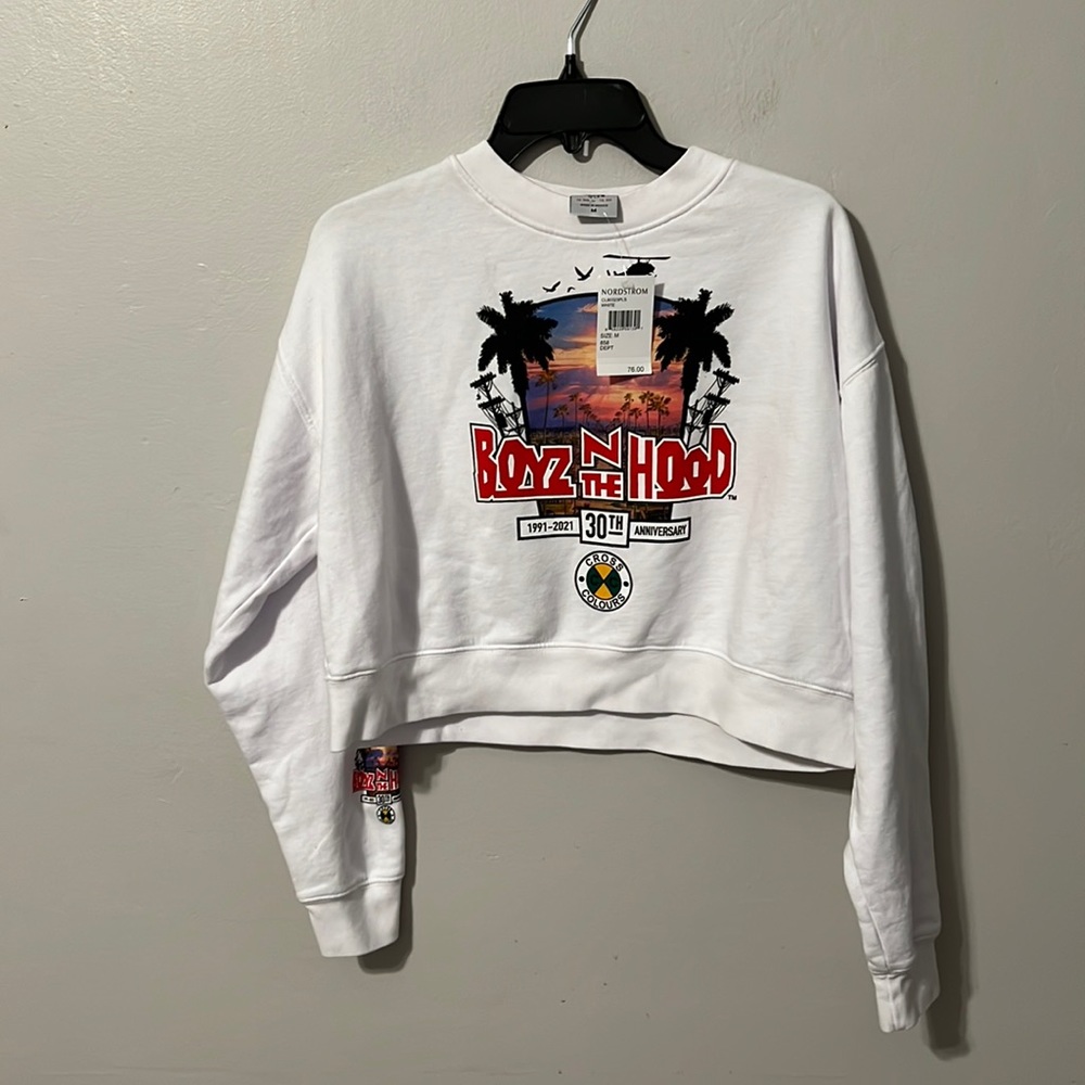 CROSS COLOURS
Boyz N The Hood Palm Street Crop Sweatshirt In White
NWT size M